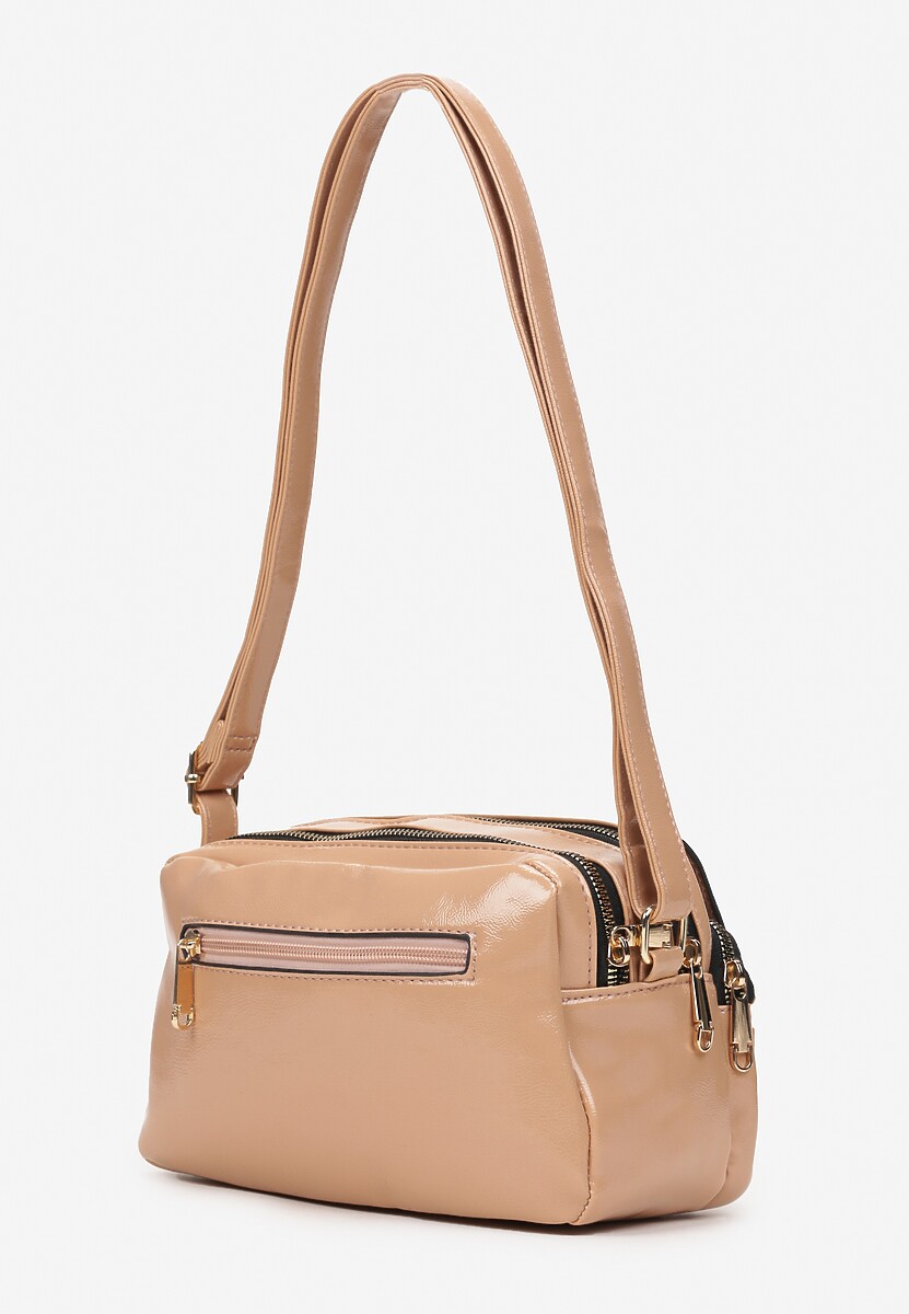 Ciemnobeżowa Torebka z Zapięciem Magnetycznym i Suwakiem na Dwie Komory Izeve