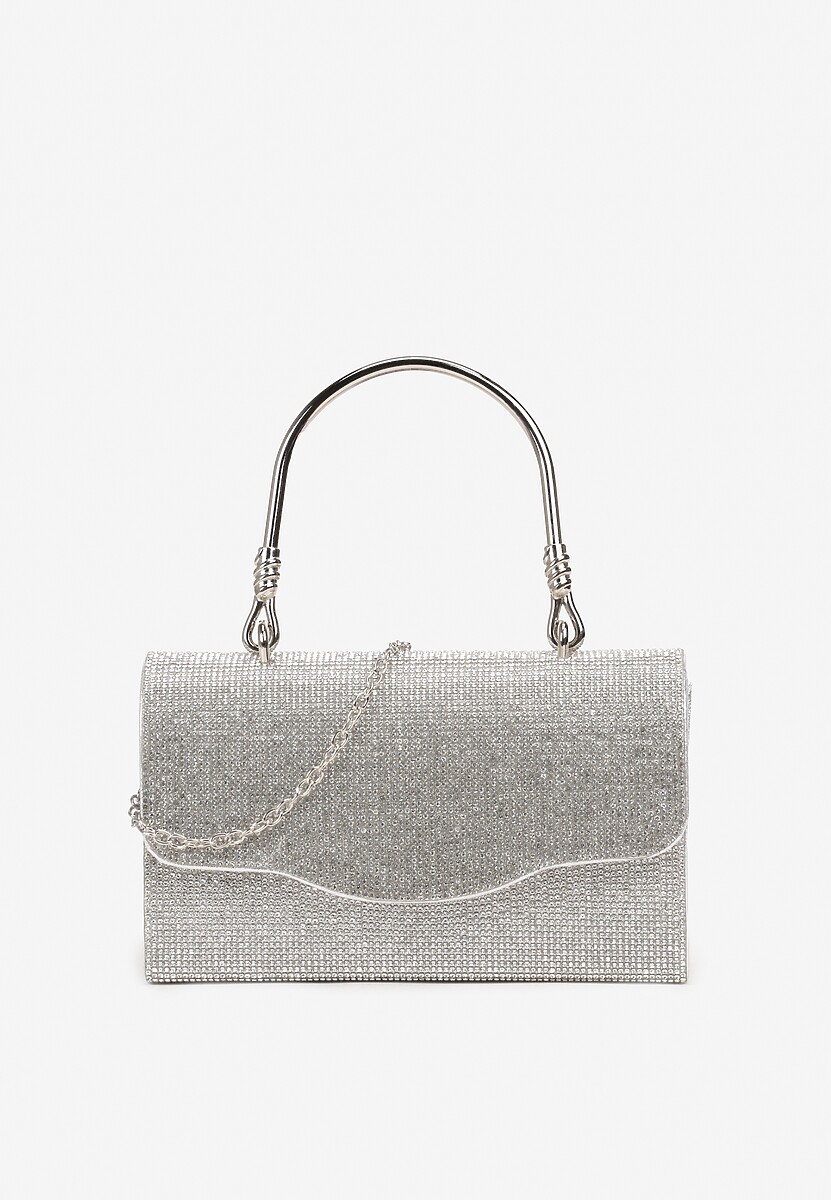 Srebrna Mała Torebka z Rączką i Łańcuszkiem na Magnes z Cyrkoniami Fanatia