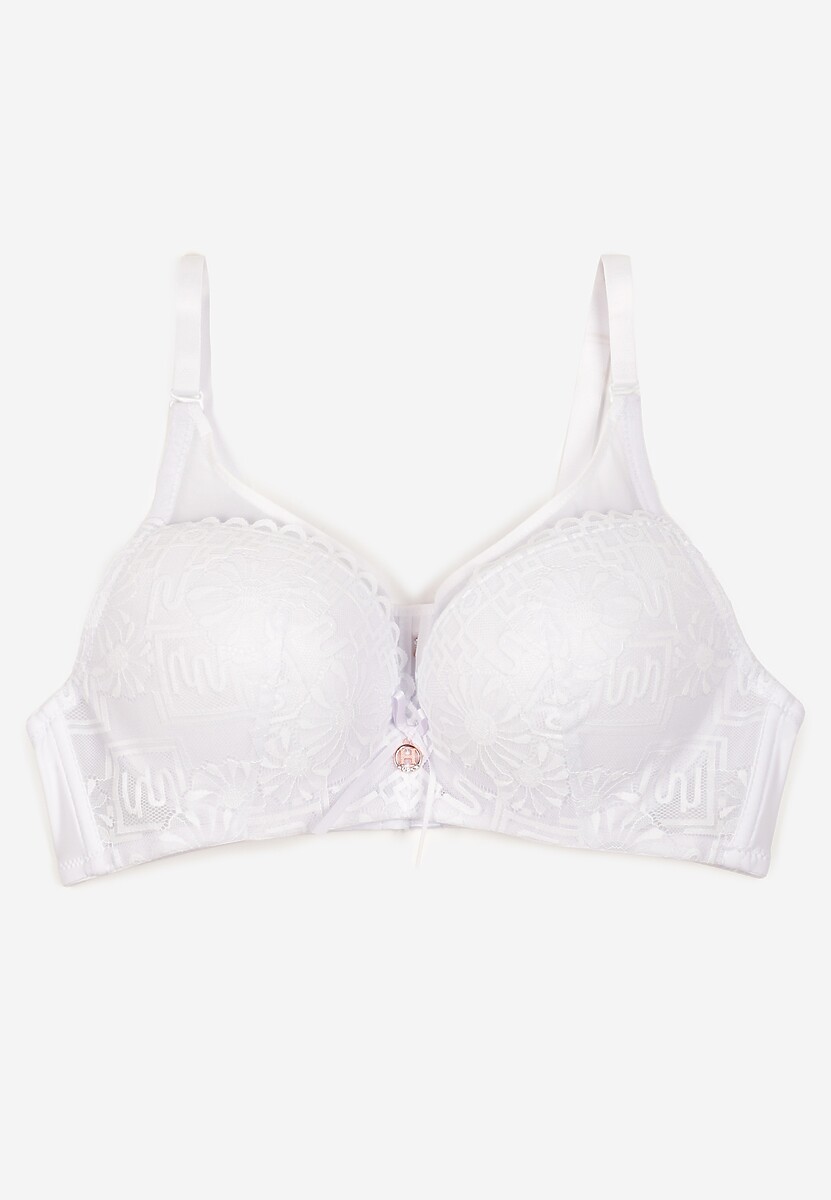 Jasnobeżowy Biustonosz Full Cup Zdobiony Koronką Raviera