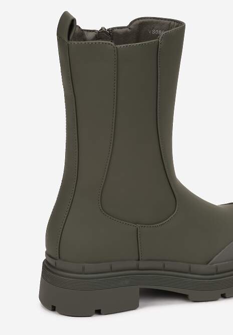 Zielone Botki Workery na Grubej Podeszwie Irasi