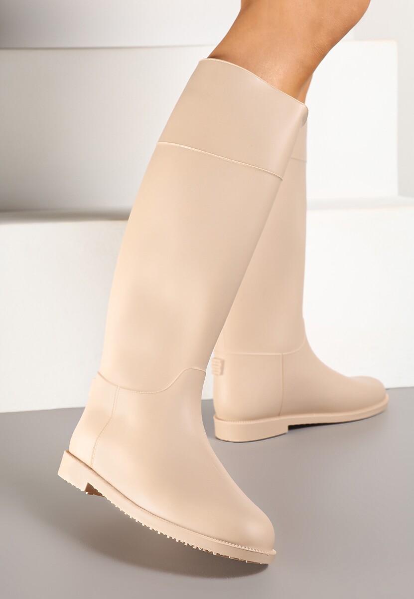 Beżowe Stylowe Kalosze w Stylu Oficerek Nelreia