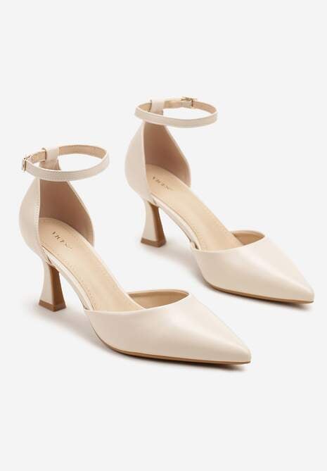 Beżowe Czółenka Vices na Klepsydrze z Noskiem w Szpic i Klamerką Nusithia