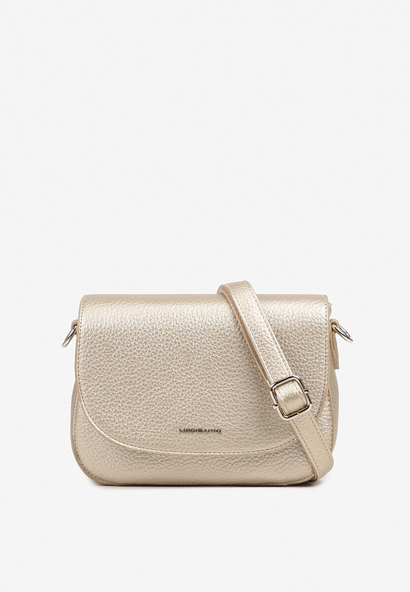 Złota Torebka Mała Listonoszka z Klapą na Pasku Divalea