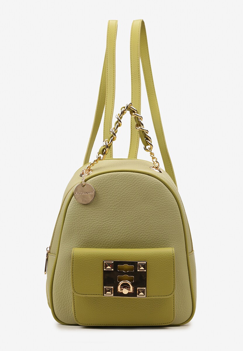 Zielony Plecak ze Złotymi Wykończeniami i Łańcuchem wokół Rączki Jianula