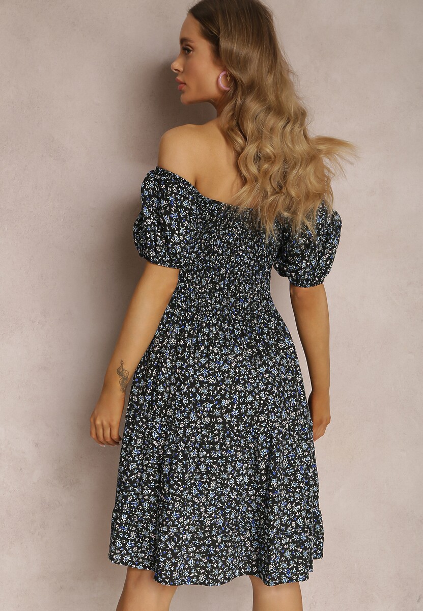 Czarna Sukienka z Wiskozy Hermamia