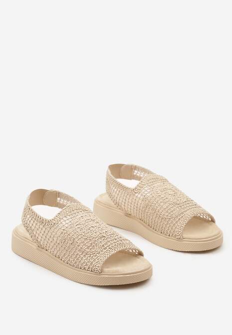 Beżowe Stylowe Sandały z Plecionymi Detalami i Paskiem na Piętę Matirra