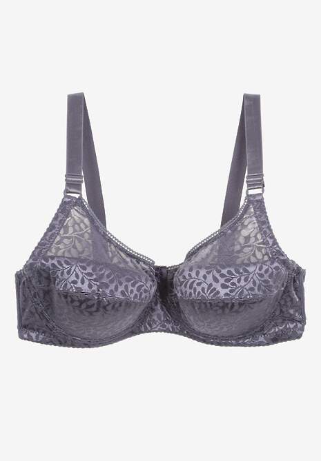 Granatowo-Szary Biustonosz Koronkowy z Usztywnieniem i Regulowanymi Ramiączkami Lurefia