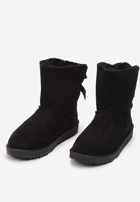 Czarne Śniegowce za Kostkę z Kokardką Ikomela