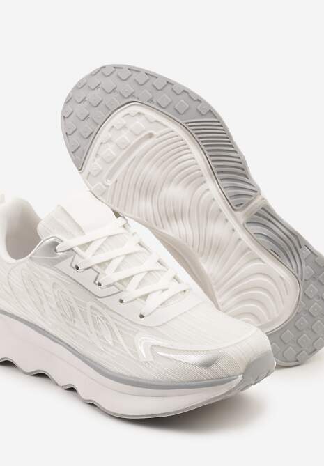 Białe Sneakersy na Podeszwie z Pianki Zdobione Geometrycznymi Detalami Ulianavia