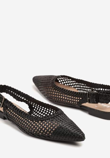 Czarne Sandały Szydełkowe z Noskiem w Szpic i Odkrytą Piętą Tillissea