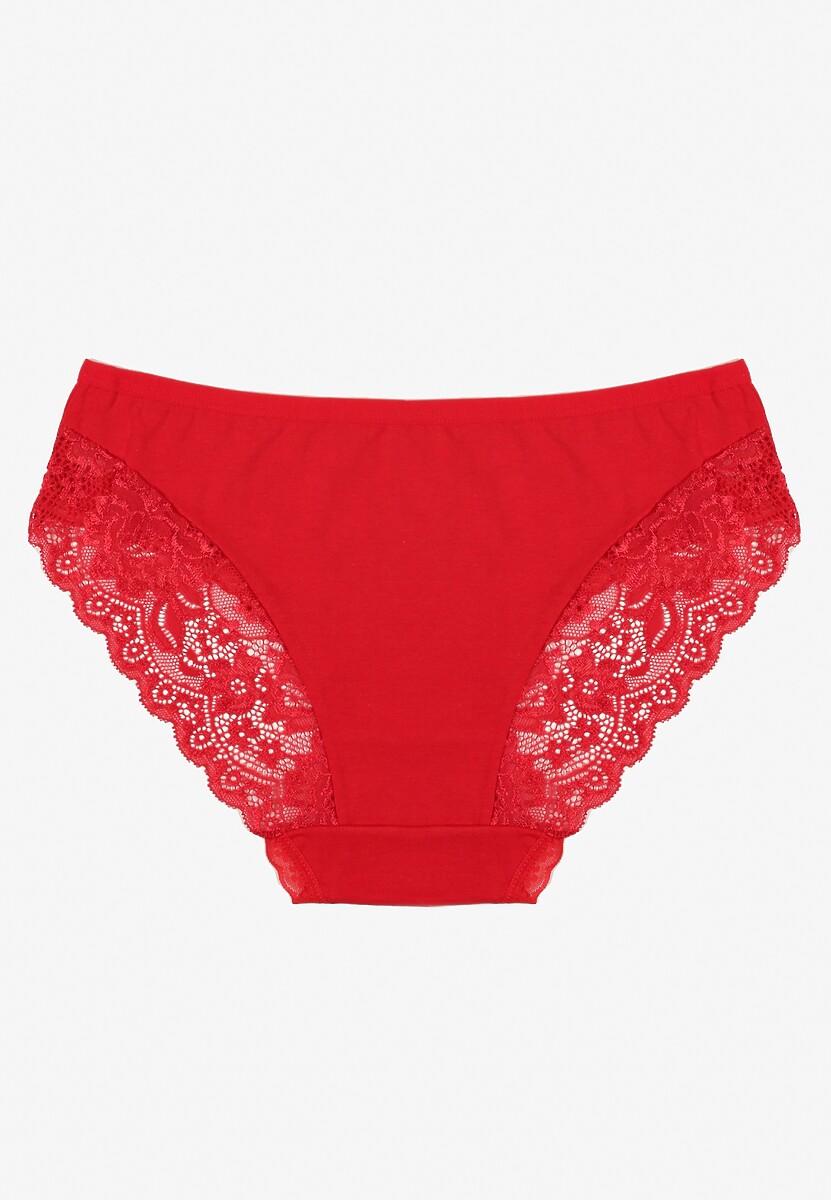 Czerwone Majtki Figi z Koronkowymi Wstawkami Amiora