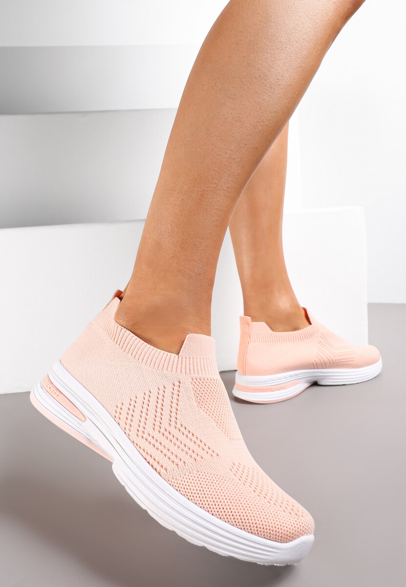 Różowe Wsuwane Buty Sportowe na Płaskiej Podeszwie Sheina