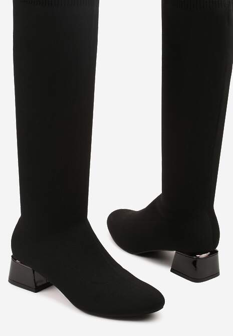 Czarne Kozaki Vices na Stożku z Elastyczną Cholewką Garsse