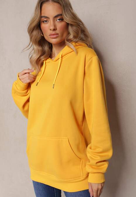 Żółta Bluza z Kapturem i Kieszenią Cazallo