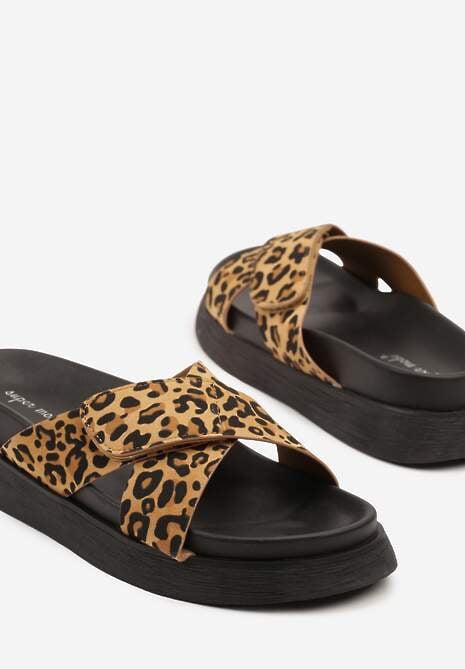 Panterkowe Sportowe Klapki Zapinane na Rzep Mevonella