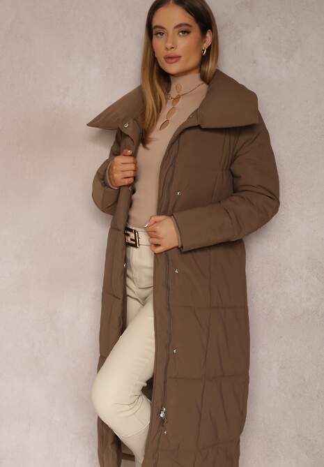 Brązowa Kurtka za Kolano Pikowana Chadi