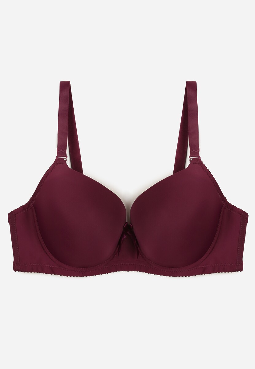 Ciemnofioletowy Biustonosz o Gładkim Wykończeniu z Kokardką Phiphise