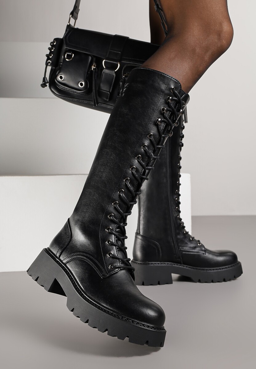 Czarne Kozaki VICES Typu Workery w Grungowym Stylu Unalira