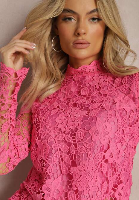 Fuksjowa Bluzka Koronkowa Rissanen