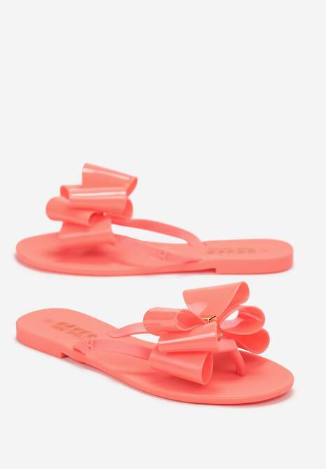 Pomarańczowe Japonki z Ozdobnym Paskiem z Kokardą Yasminame