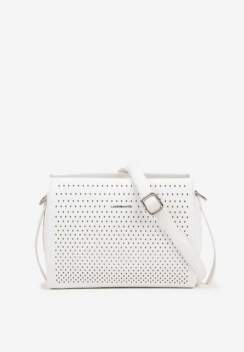 Biała Wieczorowa Torebka Listonoszka z Metaliczną Aplikacją Idarela