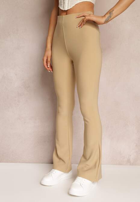 Beżowe Spodnie Dzwony Fingen