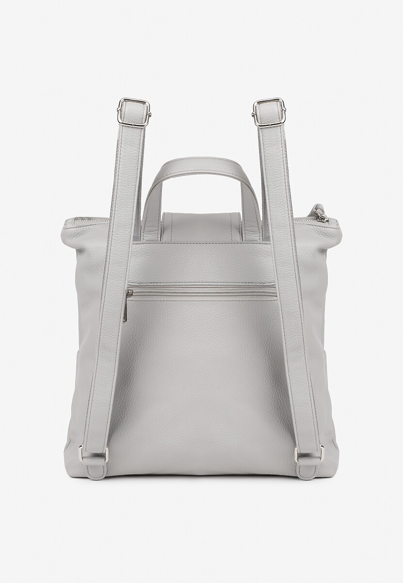 Szary Plecak z Ozdobnym  Suwakiem Rivzedi