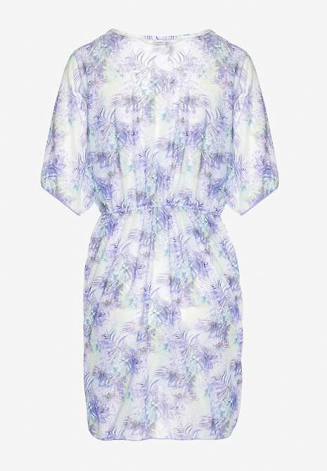 Fioletowa Narzutka Plażowa z Wiązaniem w Kwiatowy Wzór Mevelaura