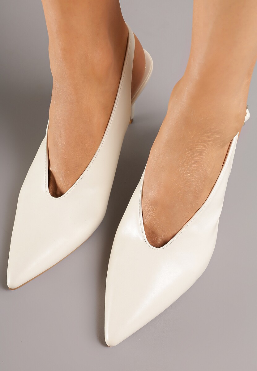 Beżowe Sandały Slingback na Obcasie Typu Szpilka Latira