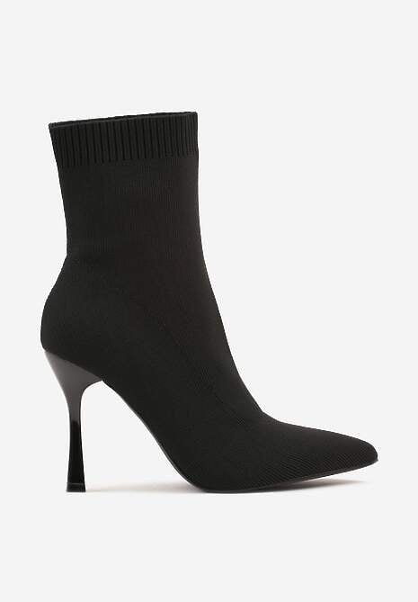 Czarne Botki na Szpilce Vices z Elastyczną Cholewką Nallafia