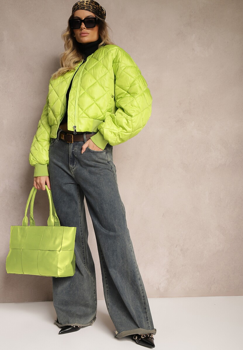 Jasnozielona Kurtka Bomberka Pikowana Yeva