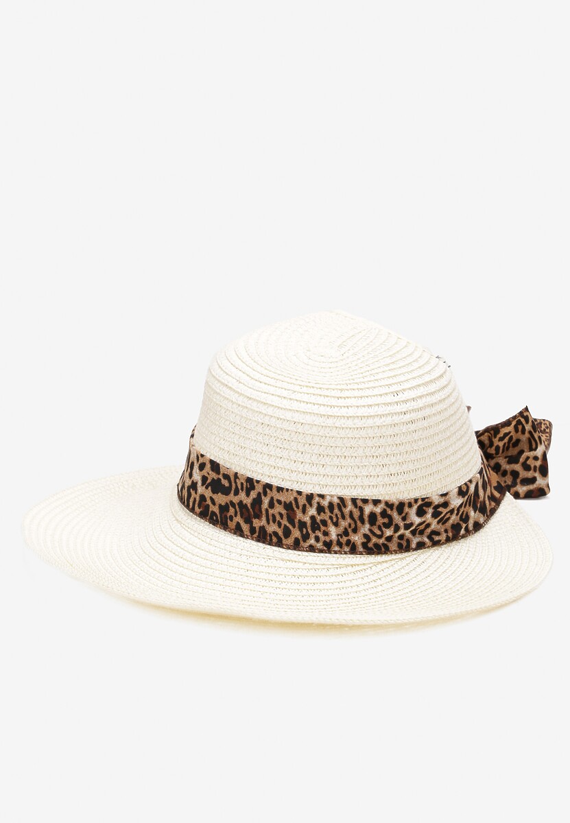 Beżowy Pleciony Kapelusz z Szerokim Rondem i Kokardką Hoplia
