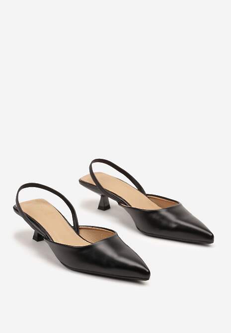 Czarne Sandały na Kaczuszce Typu Slingback Donariel