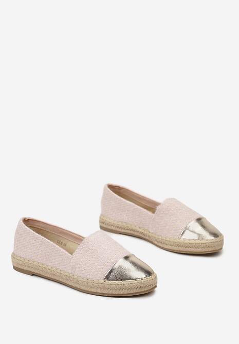 Różowe Espadryle z Tweedowego Materiału z Plecionką na Podeszwie Hexiria