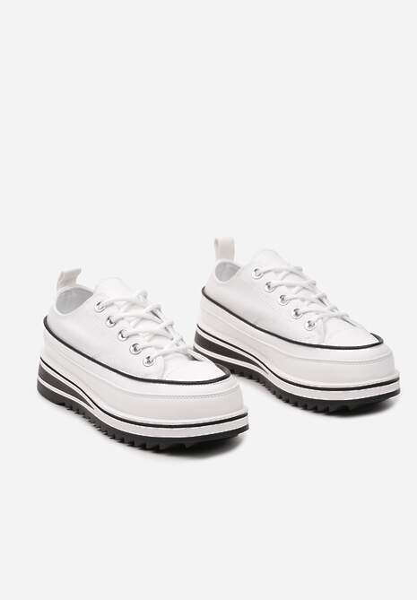 Białe Trampki na Masywnej Platformie z Cholewką przed Kostkę Ableeva