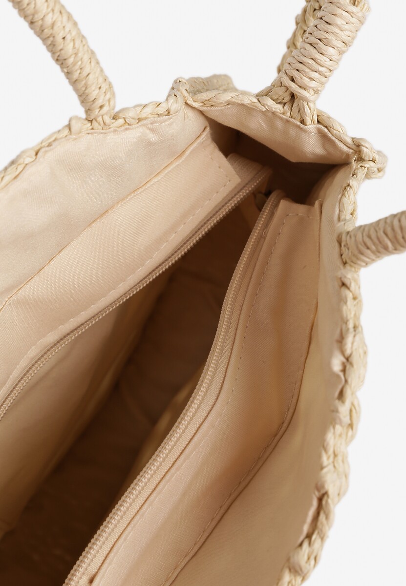 Beżowa Torebka z Plecionki o Okrągłym Kształcie Felumea