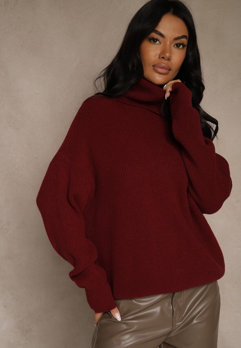 Bordowy Golf z Domieszką Wiskozy i Kaszmiru Azivara