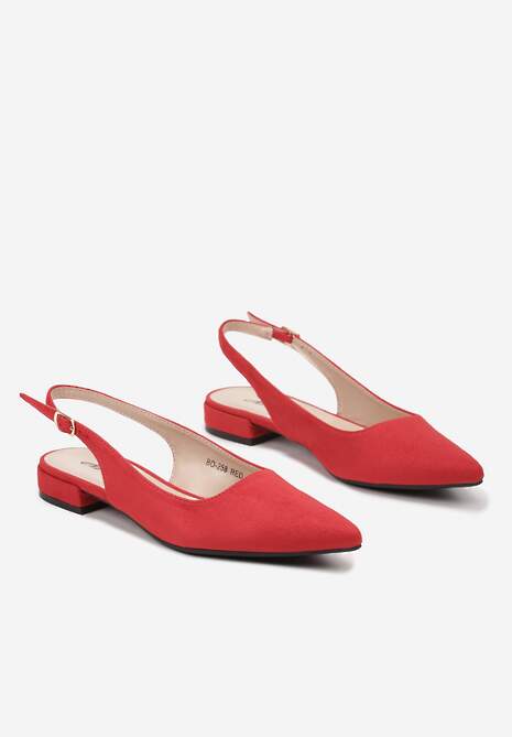 Czerwone Sandały z Ekozamszu ze Szpiczastym Noskiem Terevelis