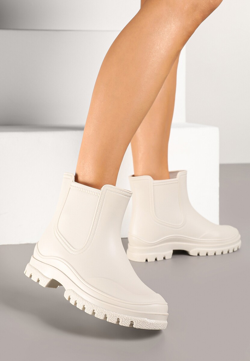 Beżowe Kalosze w Stylu Sztybletów Aslovia