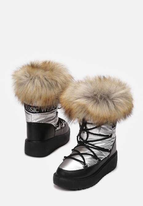 Srebrne Śniegowce z Futerkiem Cerrida