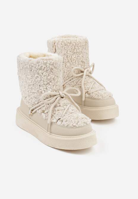 Beżowe Śniegowce z Futerkiem Typu Teddy Allere