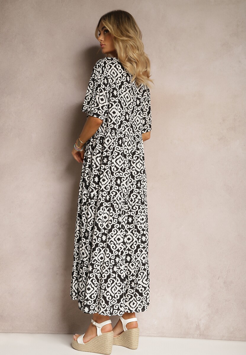 Czarna Casualowa Sukienka z Rozkloszowanym Fasonem Wilalila