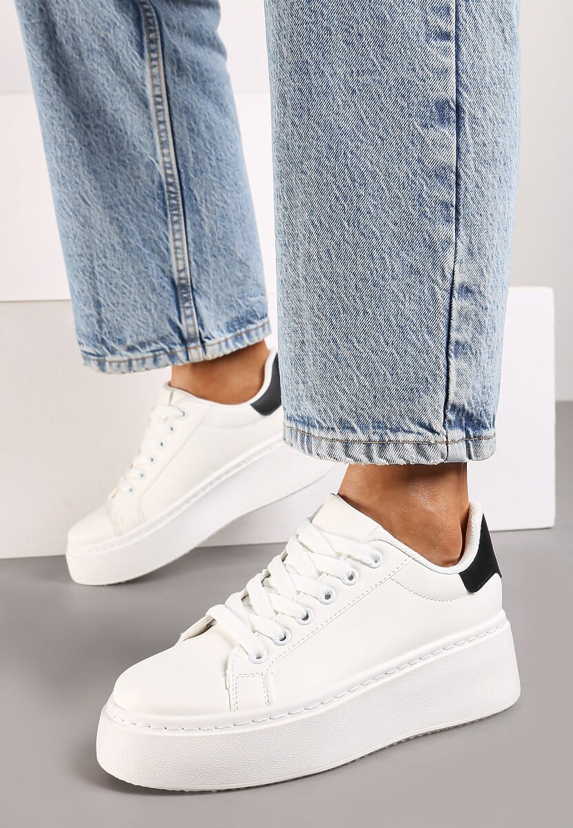 Biało-Czarne Basicowe Sneakersy na Platformie Tiaeliana