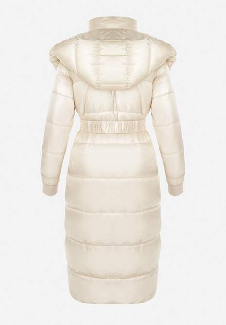 Jasnobeżowa Kurtka Pikowana Długa Dudlat