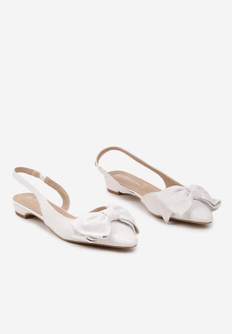 Białe Sandały Bez Pięty z Kokardą Nolretia