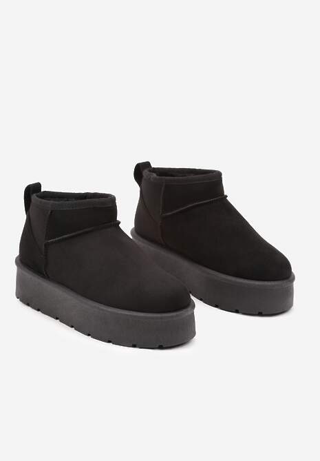 Czarne Krótkie Śniegowce Wsuwane na Platformie Arkelia