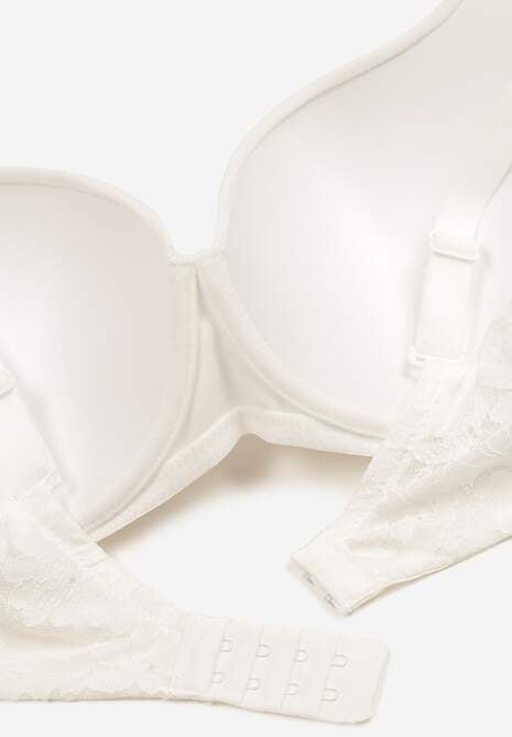 Biały Biustonosz o Klasycznym Kroju z Usztywnionymi Miseczkami Nansinae