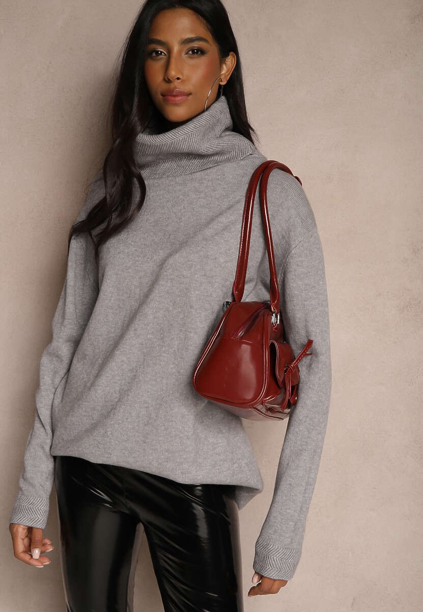 Jasnoszary Casualowy Golf Oversize z Wiskozą i Modalem Emira