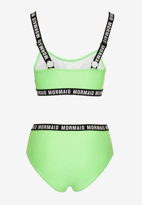 Jasnozielone Bikini Majtki Typu Figi i Sportowa Góra Ozdobione Napisami Nevoneira