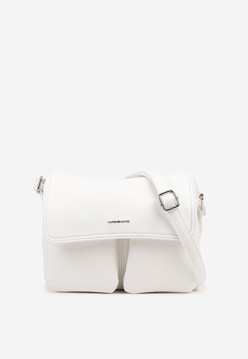 Biała Prostokątna Torebka Typu Listonoszka z Klapą Savireone